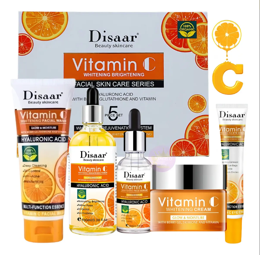 Set de Cuidado Facial Vitamina C Disaar 5 Piezas – Ilumina y Revitaliza la Piel