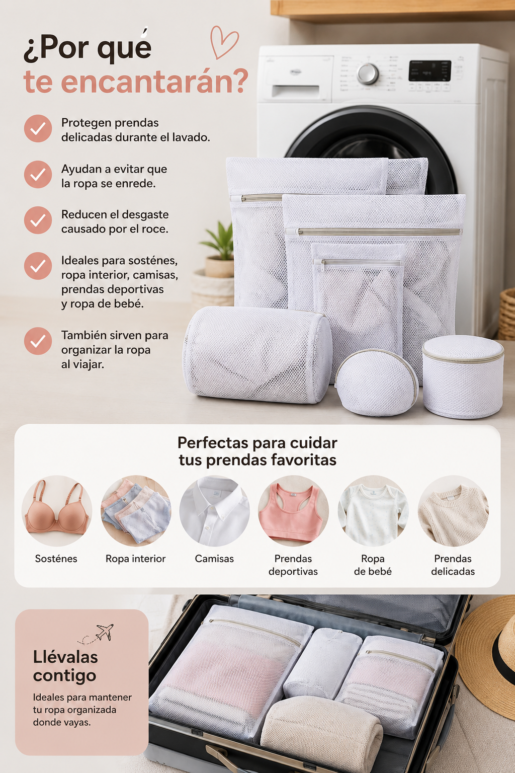 Set de 7 Bolsas Protectoras para Lavadora