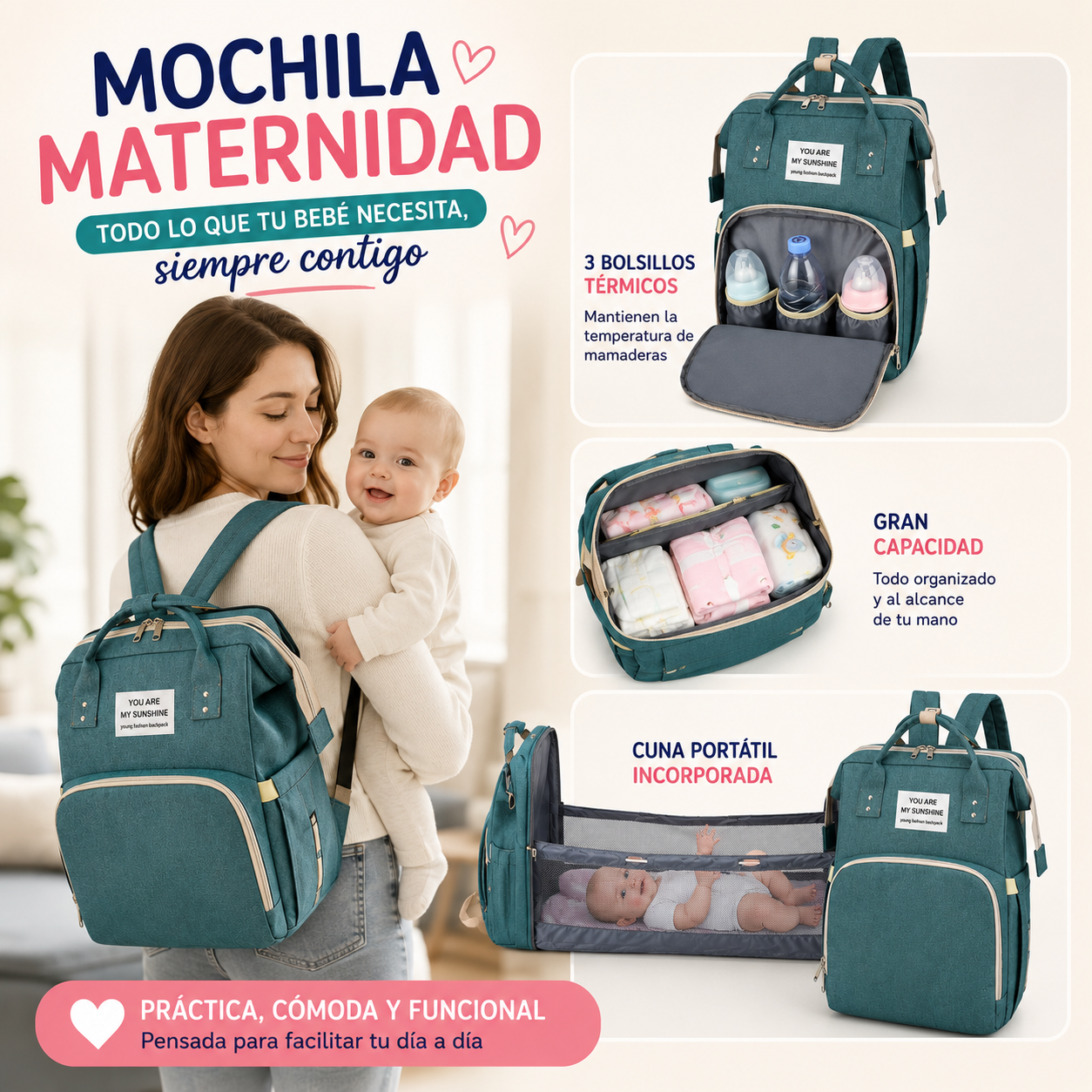 Mochila maternidad 3 en 1