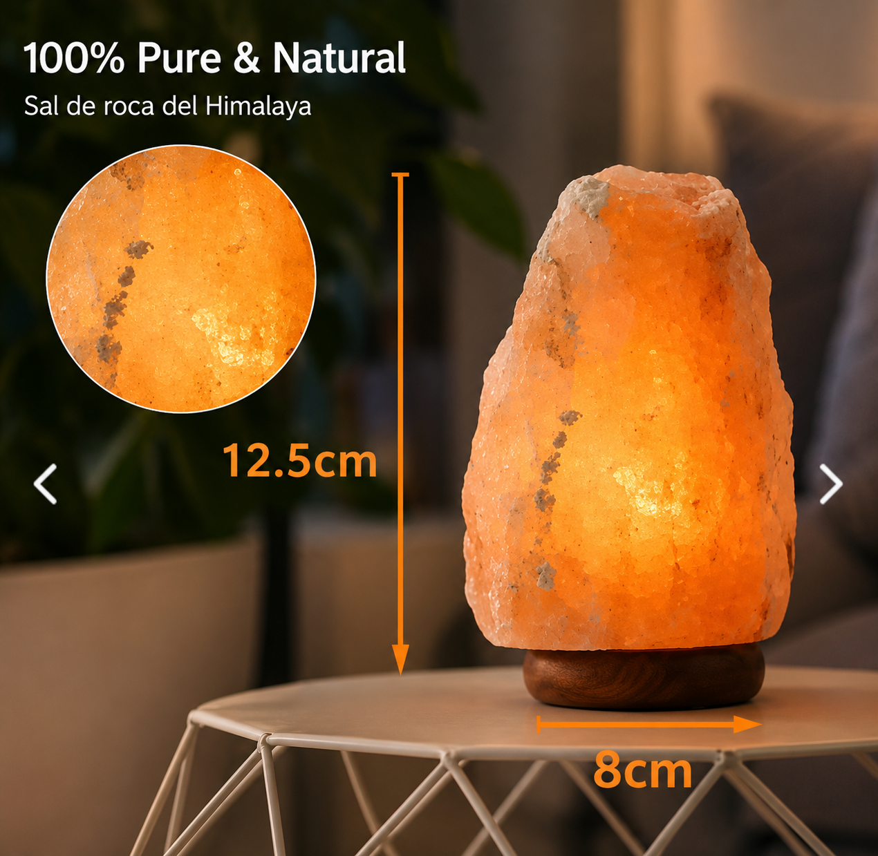 Lámpara Sal Himalaya Piedra 7 colores