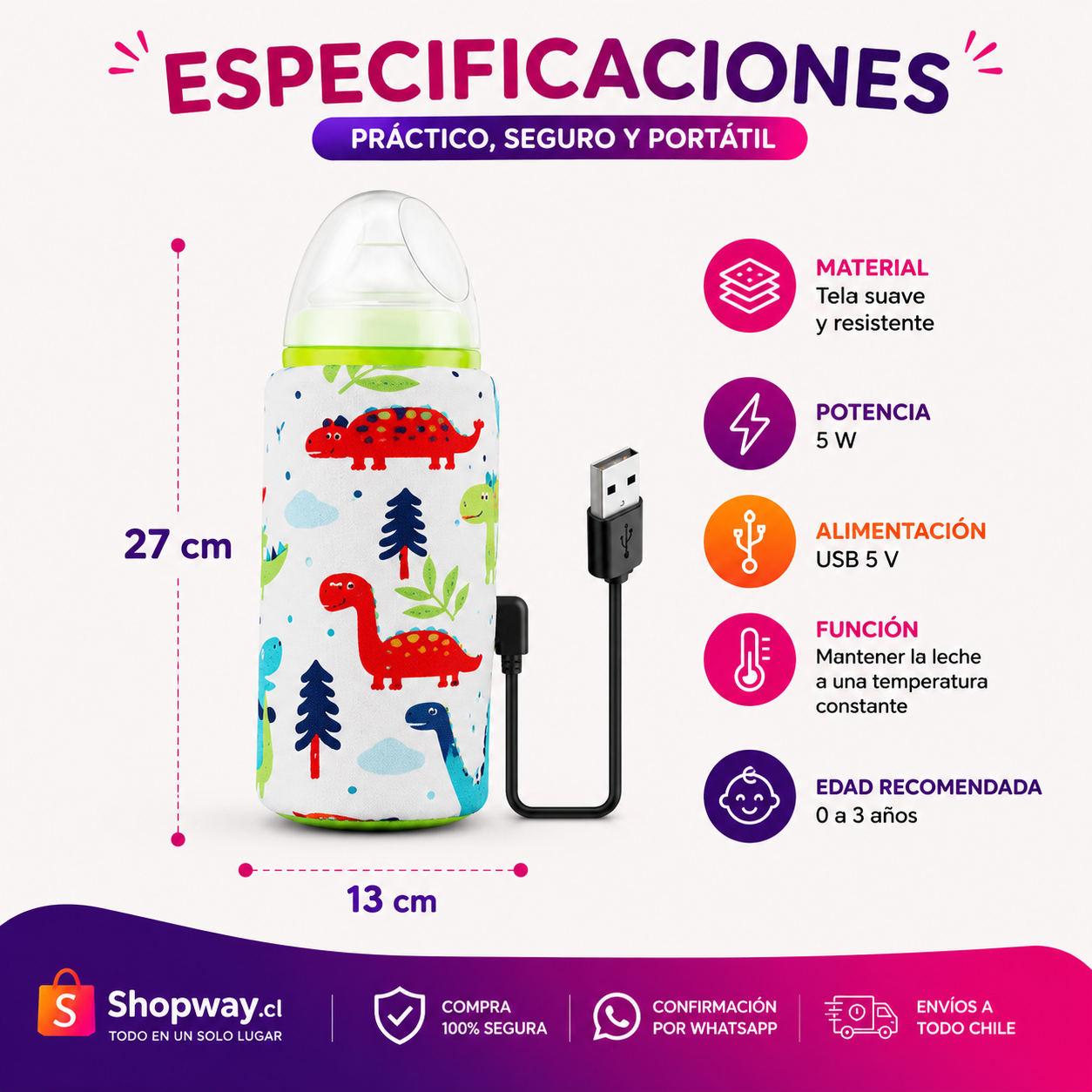 CALENTADOR DE MAMADERAS PORTATIL USB
