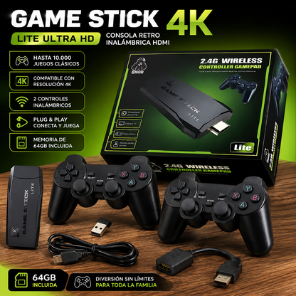 Game Stick 4K Lite – Consola Retro HDMI con 2 Controles