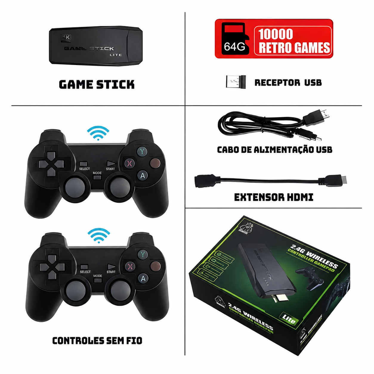 Game Stick 4K Lite – Consola Retro HDMI con 2 Controles